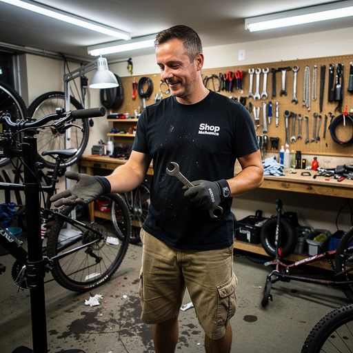 子供用自転車とヘルメットが並んでいる販売スペースの画像